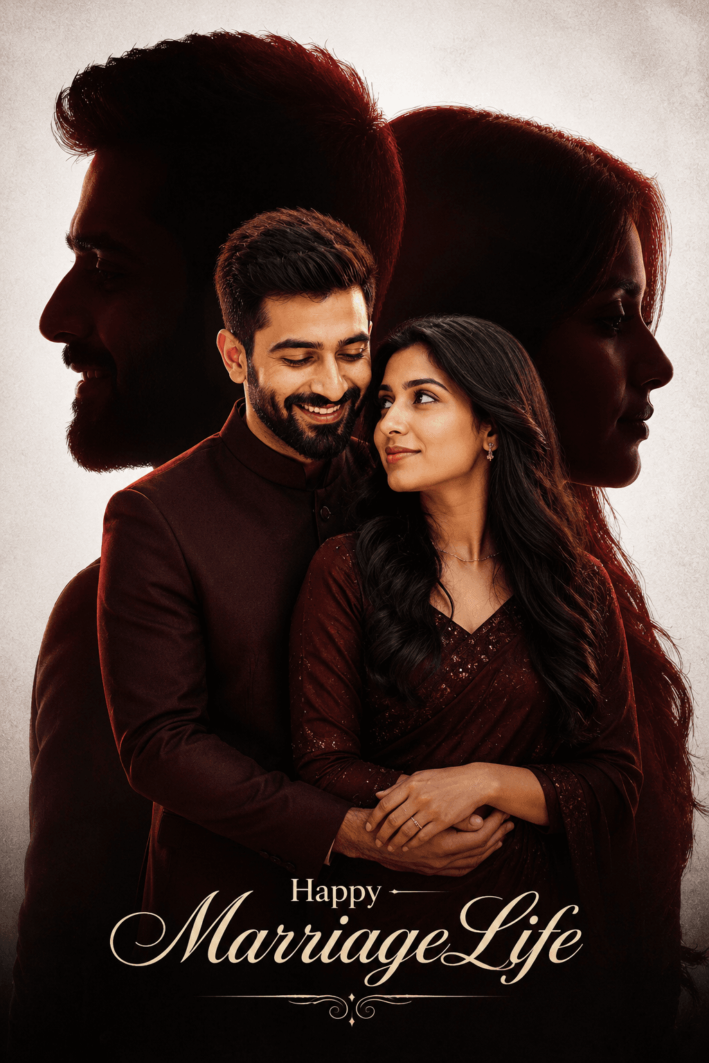 Ultra Realistic Romantic Wedding Poster Prompt | Cinematic South Indian Couple Double Exposure AI Image