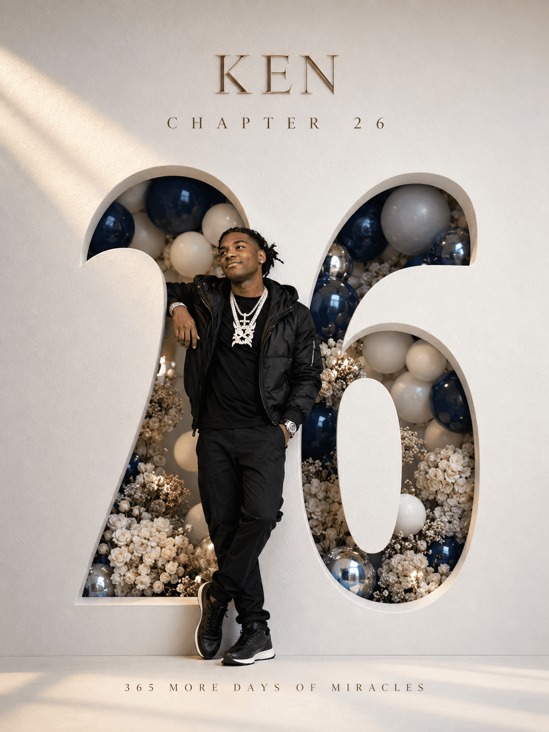 Luxury 26th Birthday Poster Prompt | 3D Cut-Out Number Birthday Flyer with Photo | Photorealistic AI Design
