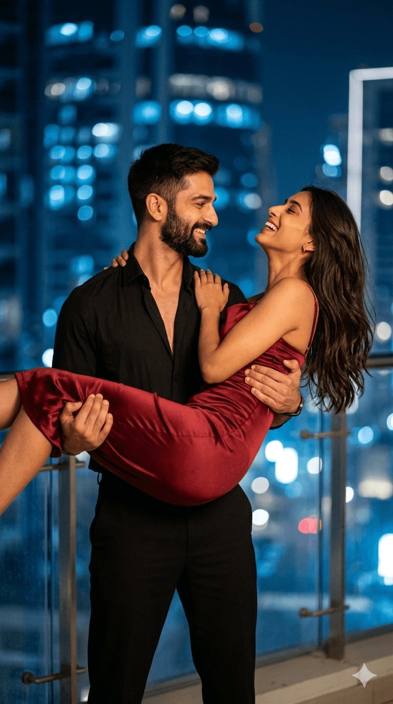 Night City Romance: Luxury Couple Portrait & Cinematic Lighting Prompt