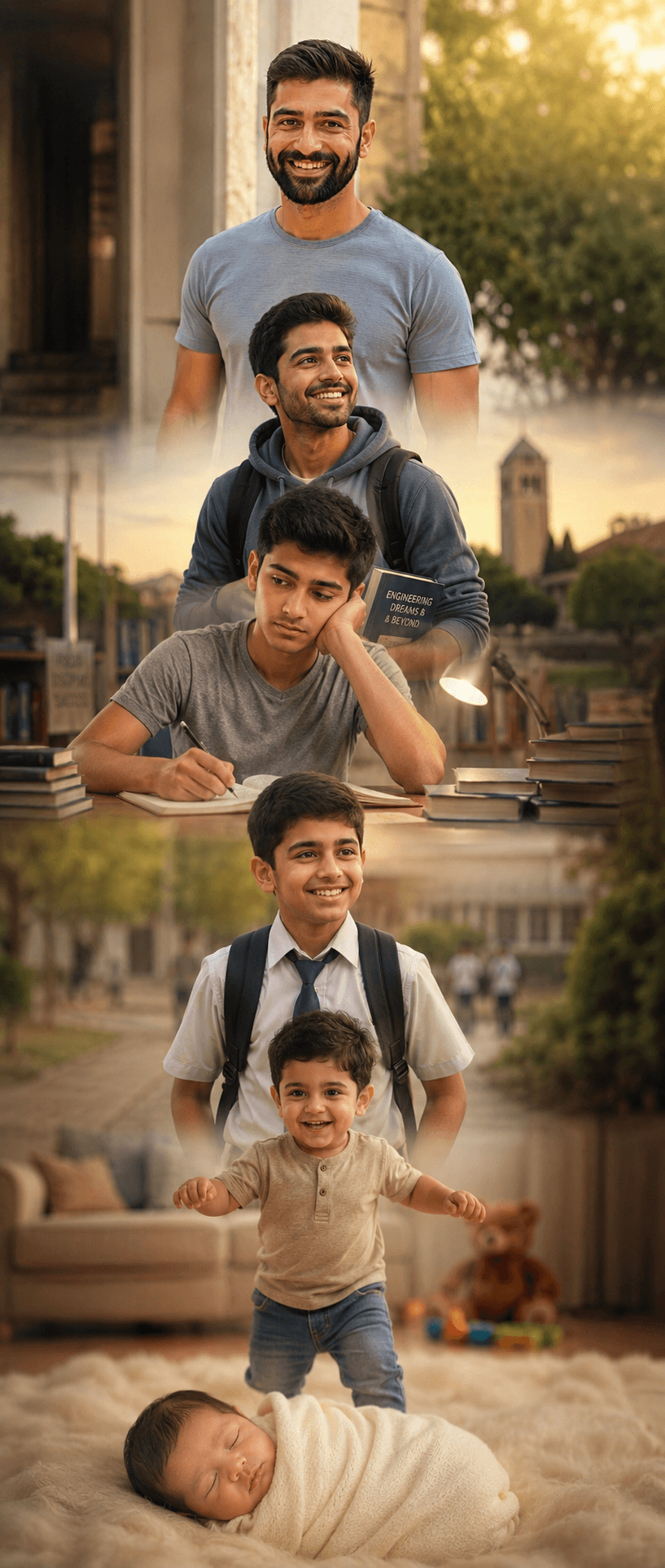 Ultra Realistic AI Life Growth Timeline Prompt | Cinematic Age Progression Photo Generator