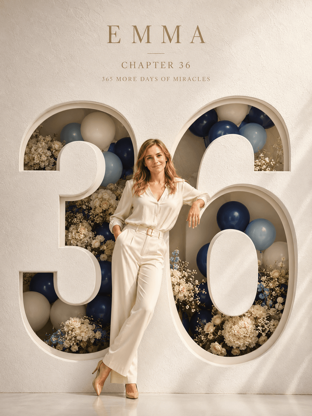 Luxury 36th Birthday Poster Prompt | Elegant 3D Number Cutout Birthday Portrait AI Prompt