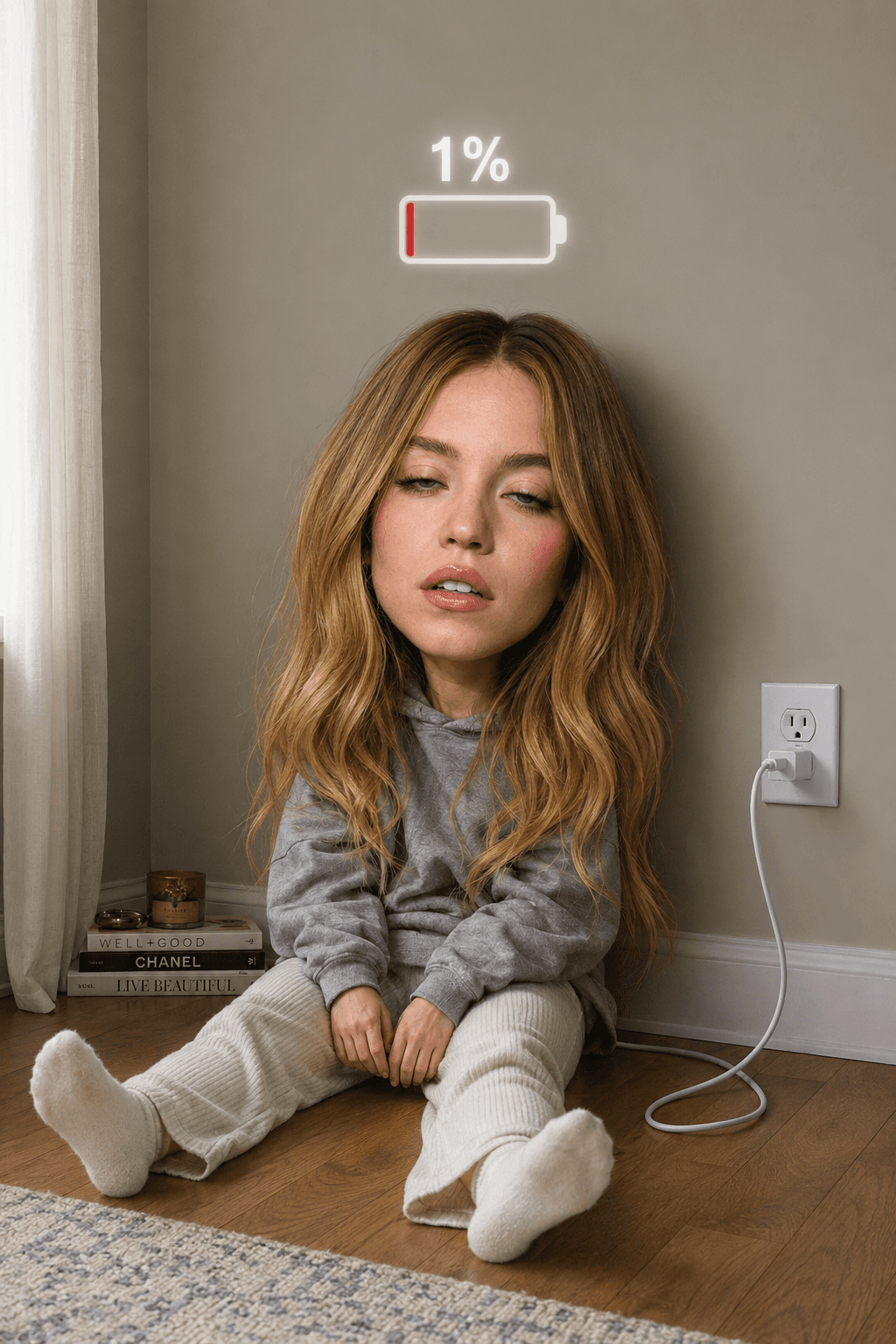 AI Low Battery Portrait Prompt | Funny Big Head Meme Photo Generator | Realistic Exhausted Character from Photo | ChatGPT Image Prompt