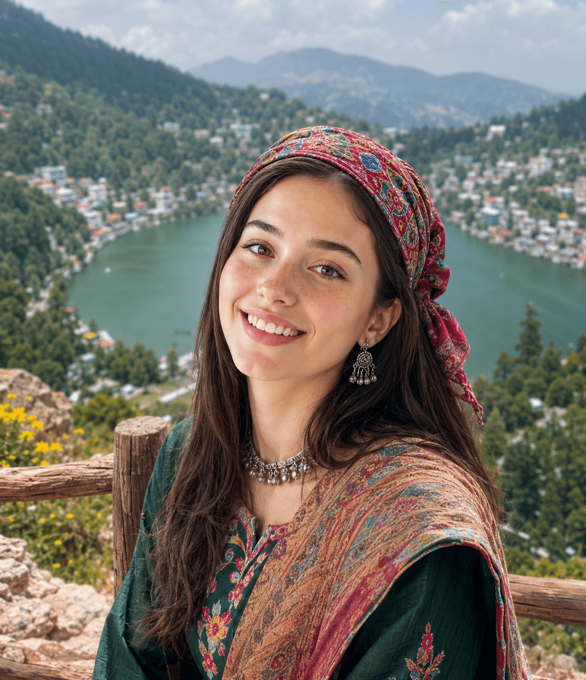 Kumaoni Woman at Nainital Lake AI Image Prompt | Himalayan Portrait preview 3