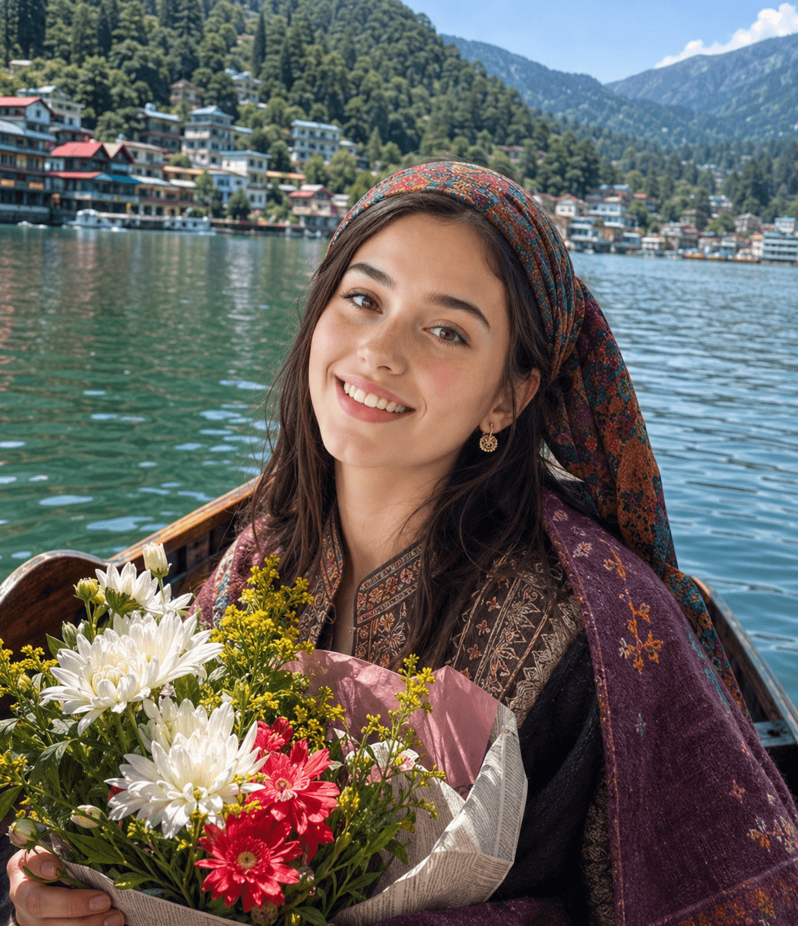 Kumaoni Woman at Nainital Lake AI Image Prompt | Himalayan Portrait preview 1