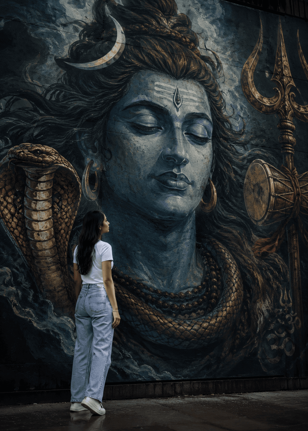Face Lock AI Portrait Prompt | Exact Identity Preservation + Cinematic Lord Shiva Mural Scene | Ultra Realistic Skin Texture