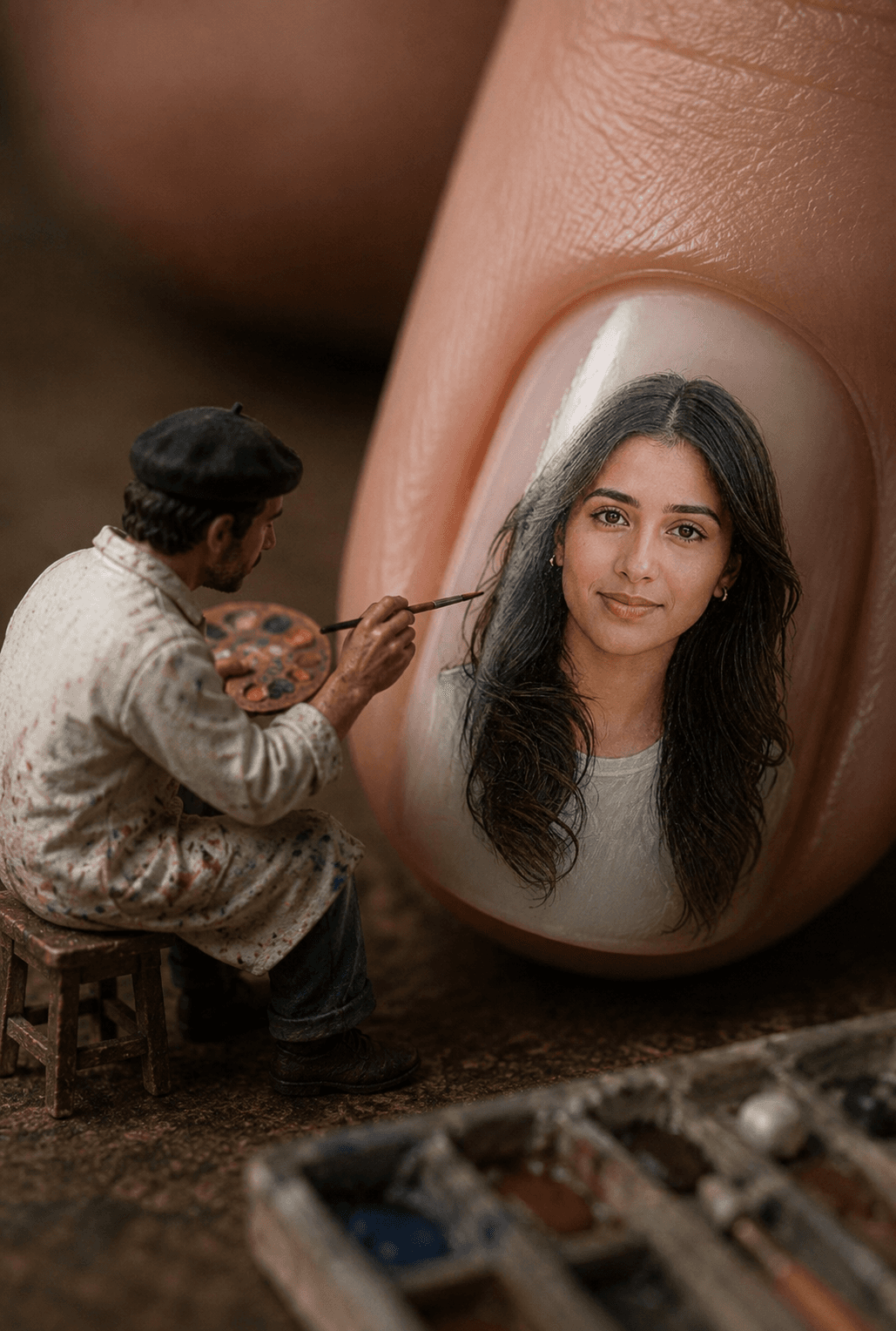 Tiny Artist Painting on Fingernail Prompt | Hyper-Realistic Miniature AI Art Prompt for ChatGPT, Midjourney & Flux