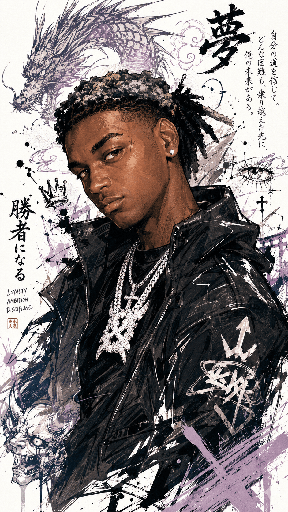 Japanese Graffiti Anime Portrait Prompt | High Detail Ink Splash Character Illustration