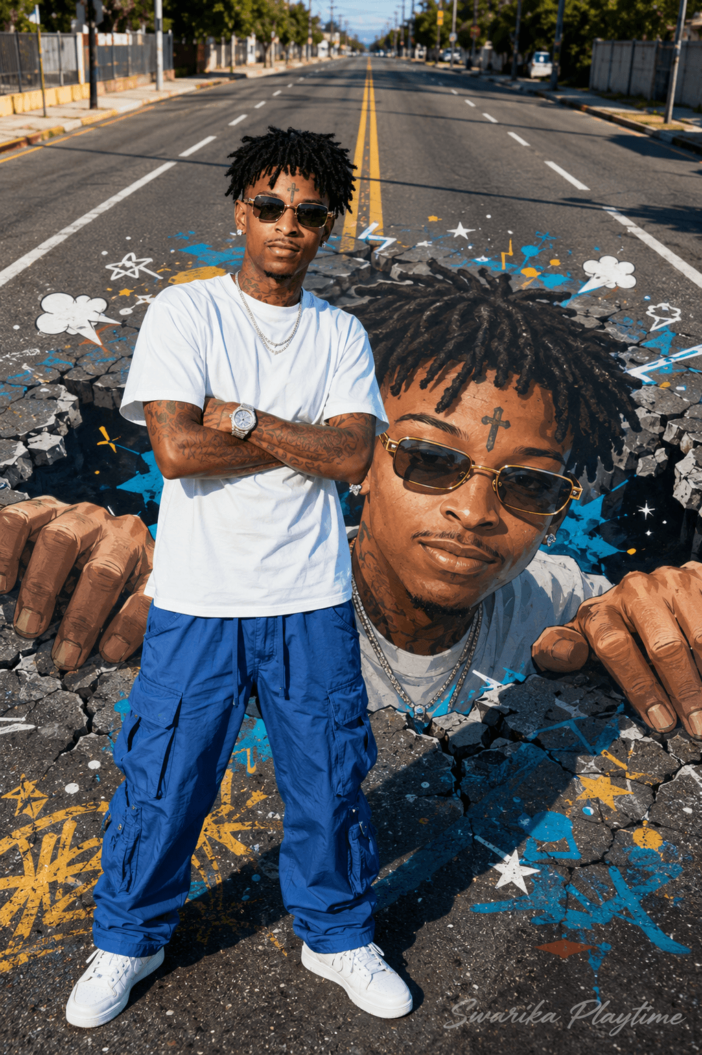 Ultra Realistic 3D Street Art Illusion Portrait Prompt |