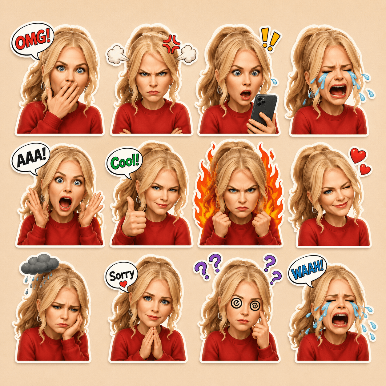 Pixar-Style 3D Cartoon Sticker Pack AI Prompt | Face Preserved preview 4