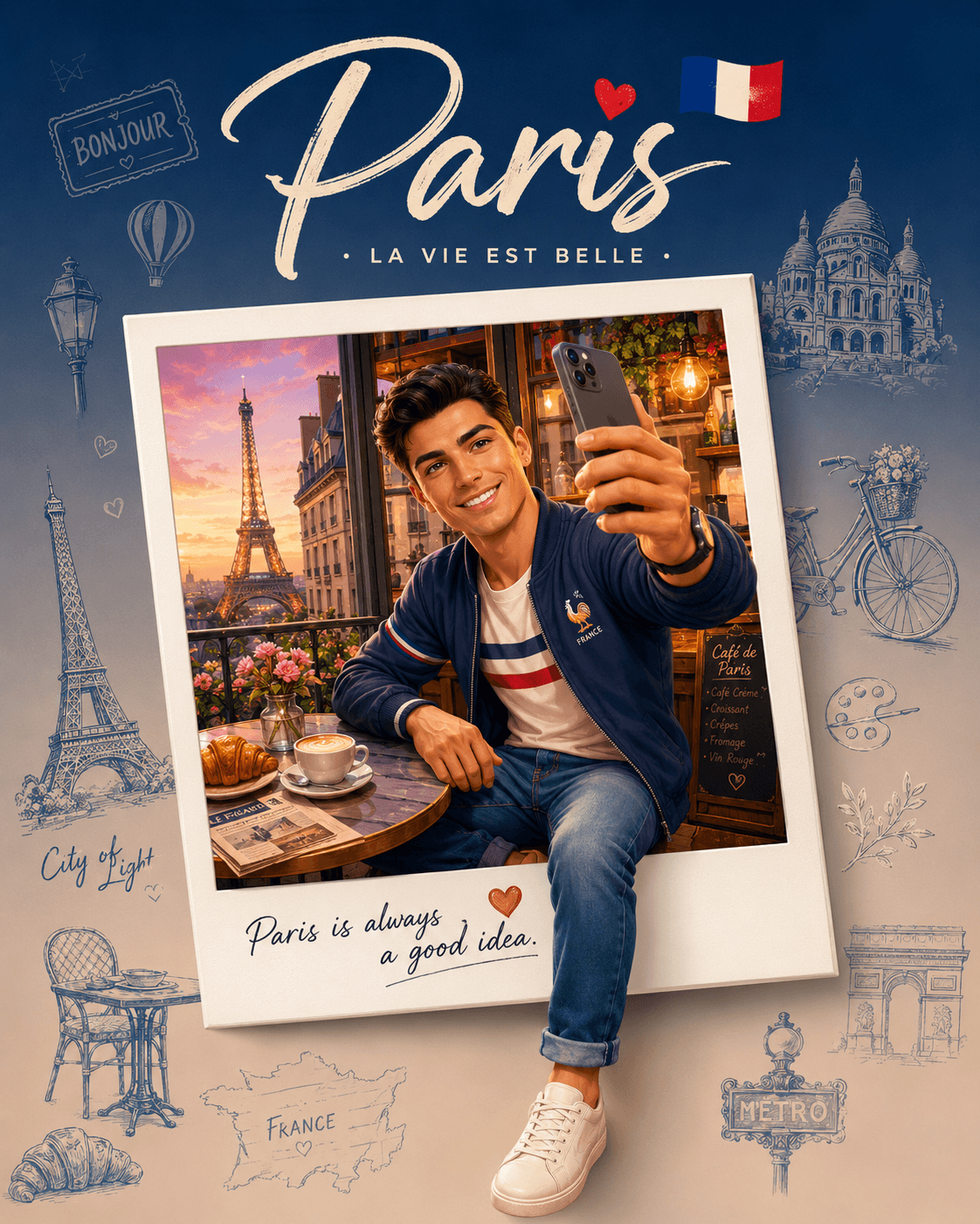 AI Travel Poster Prompt – Collectible 3D Polaroid Country Souvenir Design