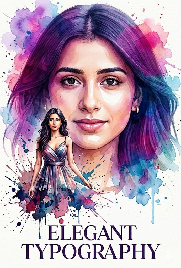 ✨ Double Exposure Watercolor Portrait Prompt: Stunning Fashion Poster Art Creator ✨