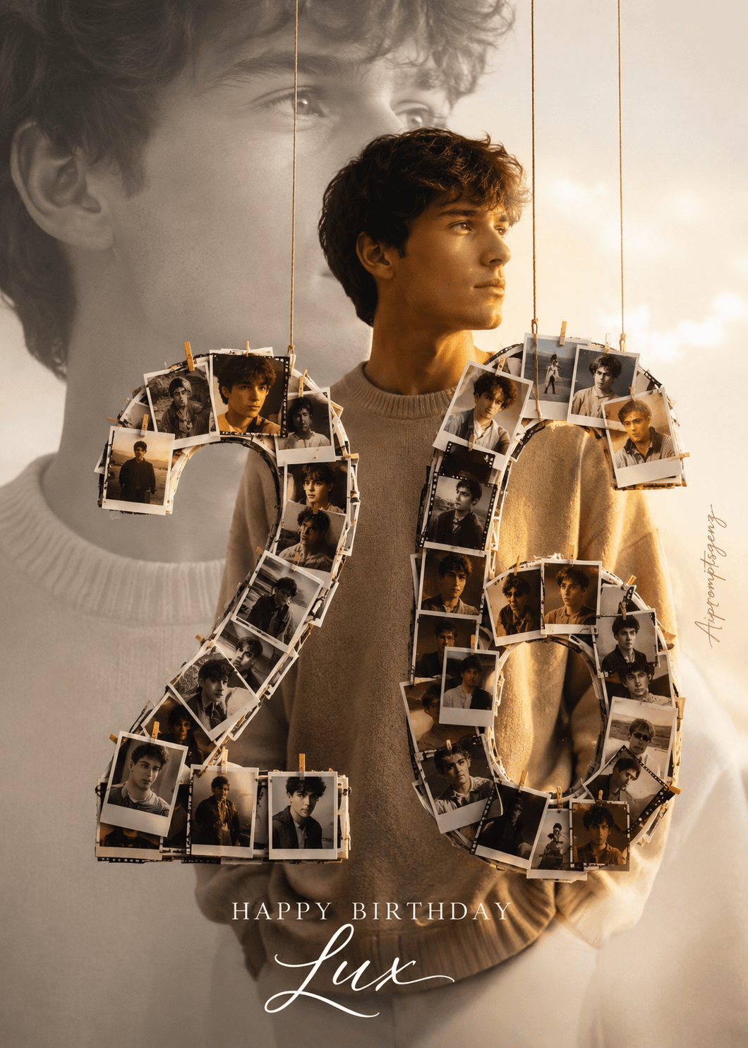Birthday Poster AI Prompt | Ultra Realistic Polaroid Number Birthday Design | Luxury Editorial Social Media Template