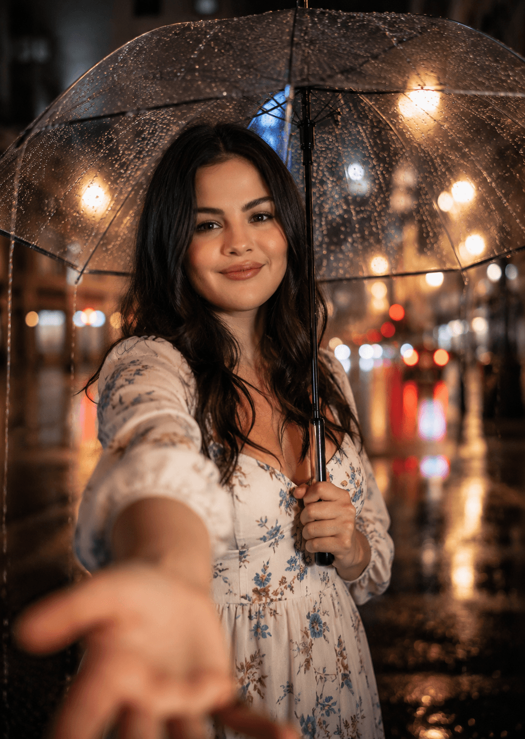 Photorealistic Rainy Night Portrait Prompt | Cinematic Woman with Umbrella | Ultra Realistic 8K AI Image Prompt