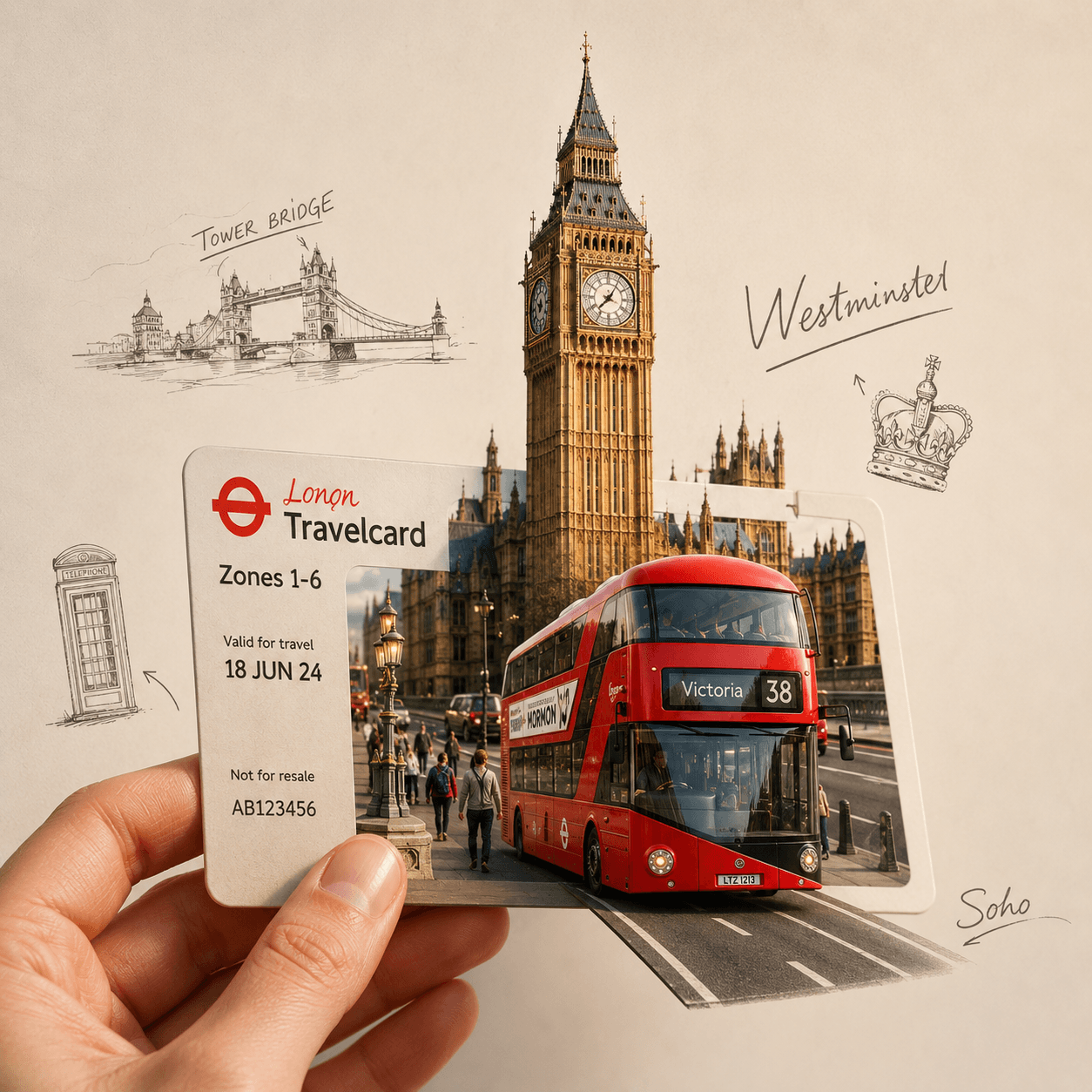 London Travel Ticket Portal AI Prompt – 3D Miniature City Poster Generator