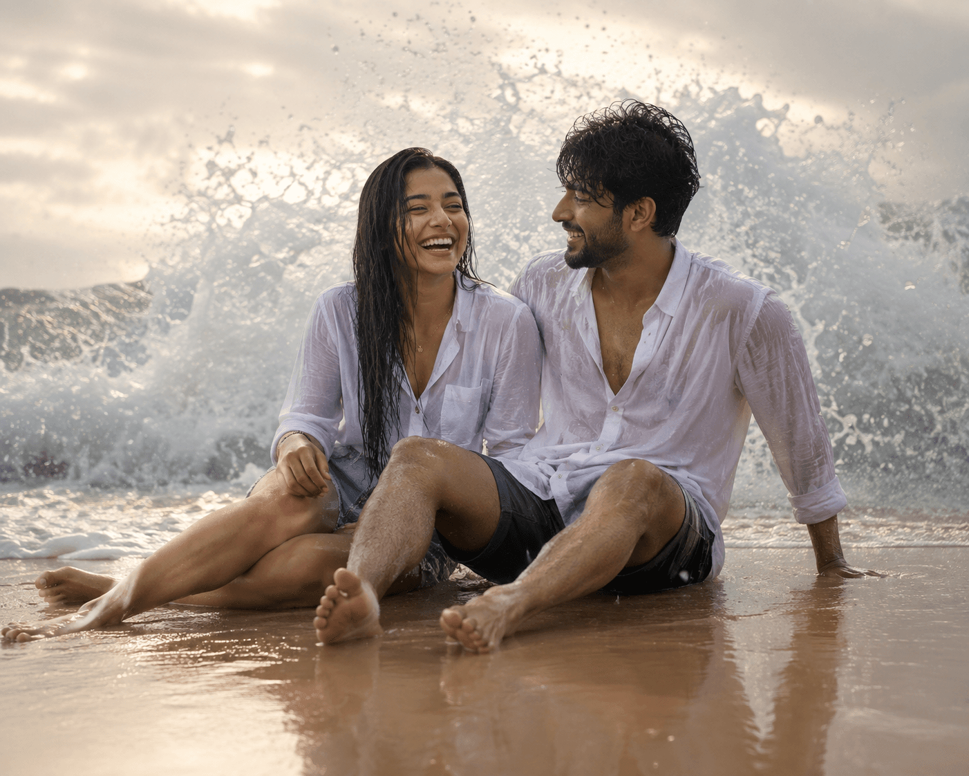Romantic Couple Beach AI Prompt | 8K — AI prompt preview 1 of 4