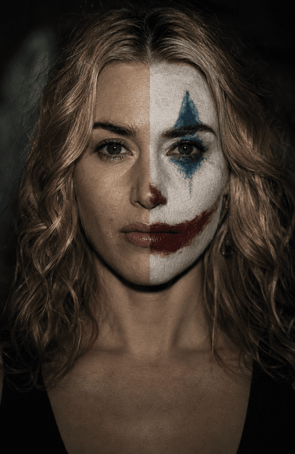 Cinematic Half Joker Face Portrait Prompt | AI Photo Transformation | Dark Psychological Duality | Photorealistic Close-Up — AI prompt result
