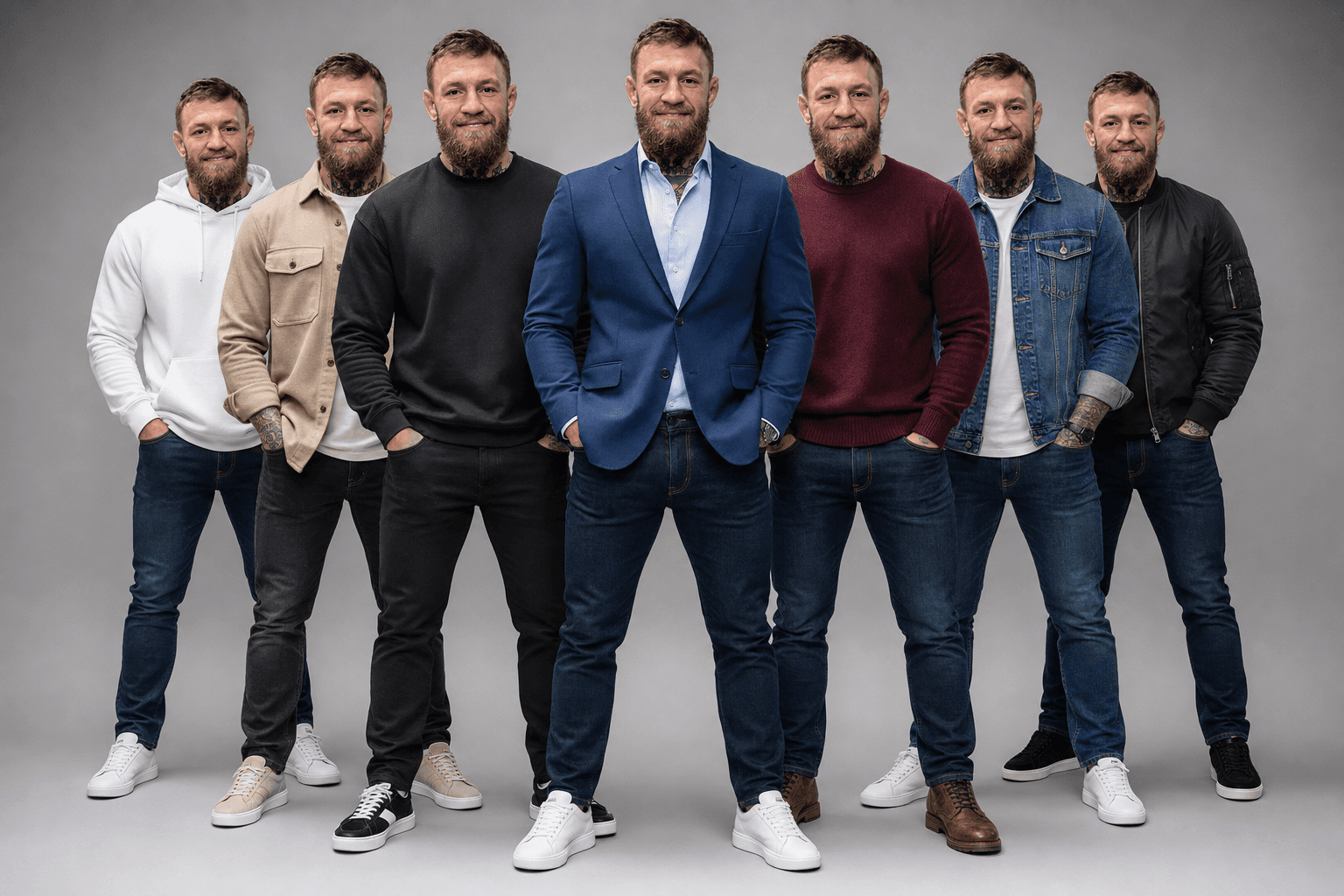 Ultra-Realistic 7 Outfit Studio Portrait AI Prompt | Multi-Look Photorealistic Character Generator — AI prompt result