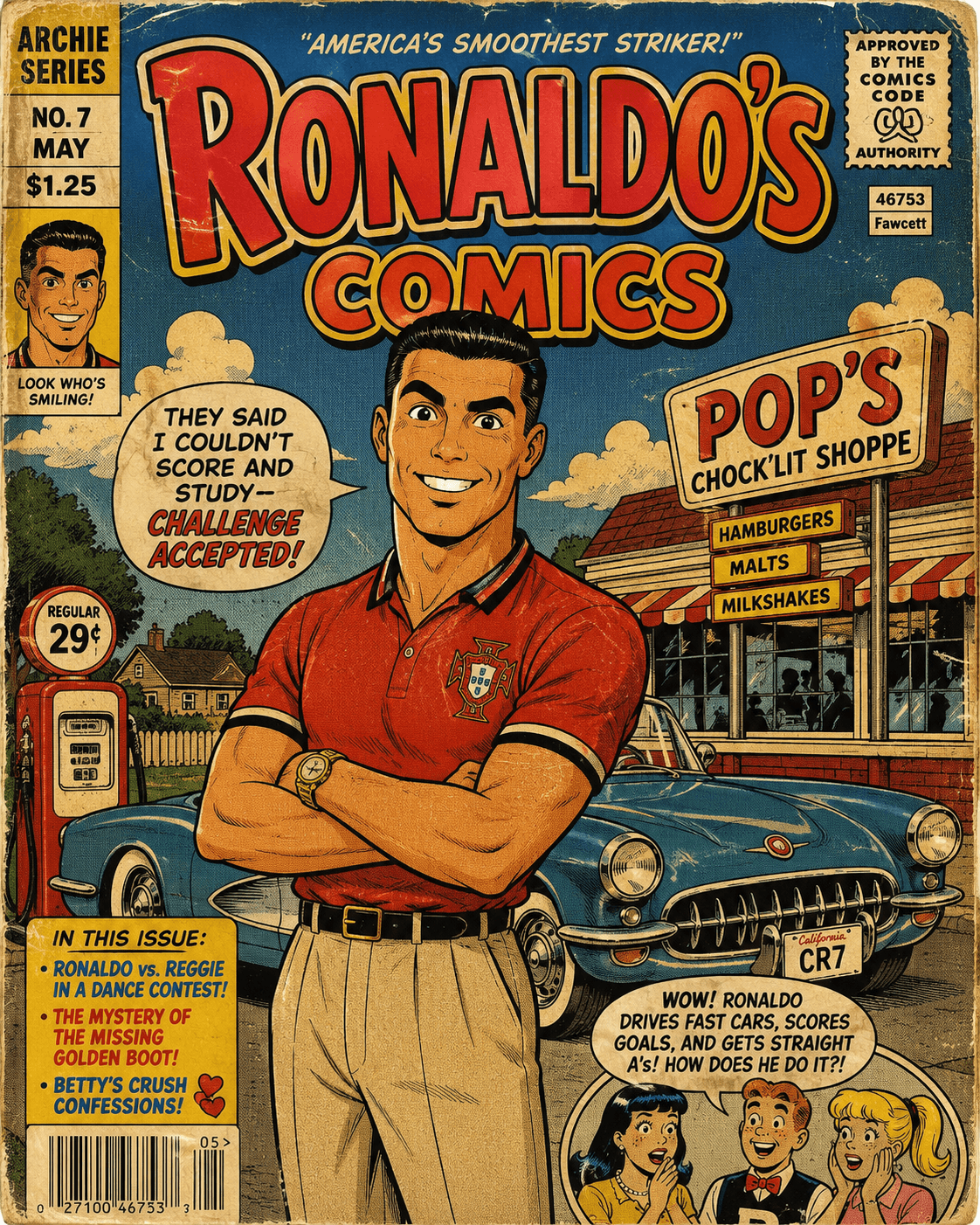 Vintage Archie-Style 1990s Comic Book Cover AI Prompt | Retro Cartoon Character from Photo | Nostalgic Comic Illustration Generator — AI prompt result