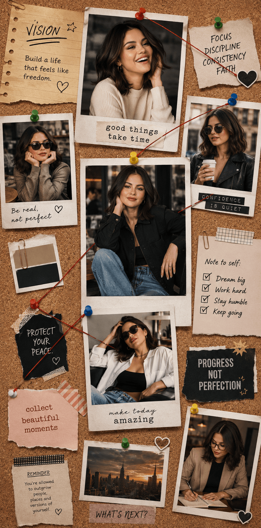 Polaroid Pinboard Photo Collage Poster Prompt | Cinematic Moodboard AI Image Generator — AI prompt result