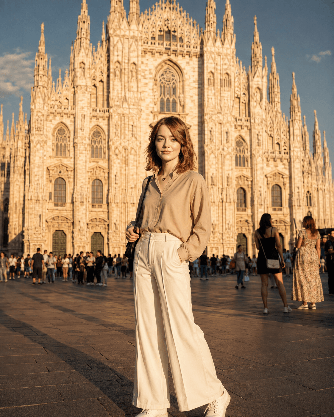 Milan Duomo AI Travel Portrait Prompt | Photorealistic Luxury Vacation Photo Generator — AI prompt result
