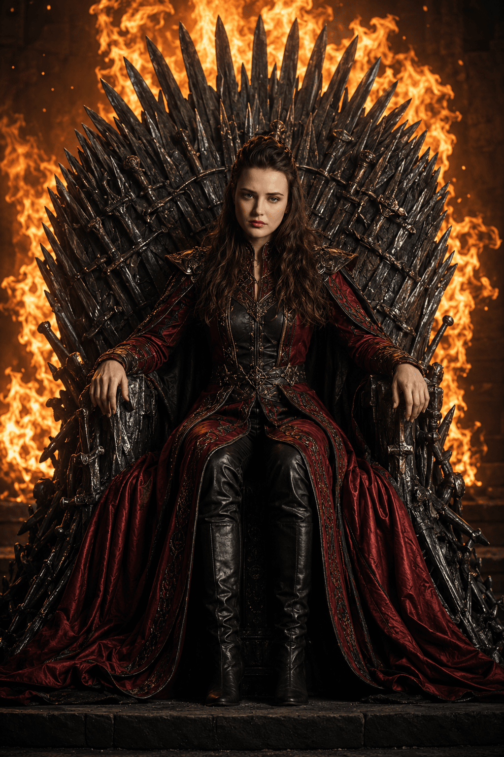 Epic Iron Throne Queen AI Prompt | Cinematic Fantasy Royal Portrait | Ultra Realistic Medieval Warrior | 8K Photorealistic — AI prompt result
