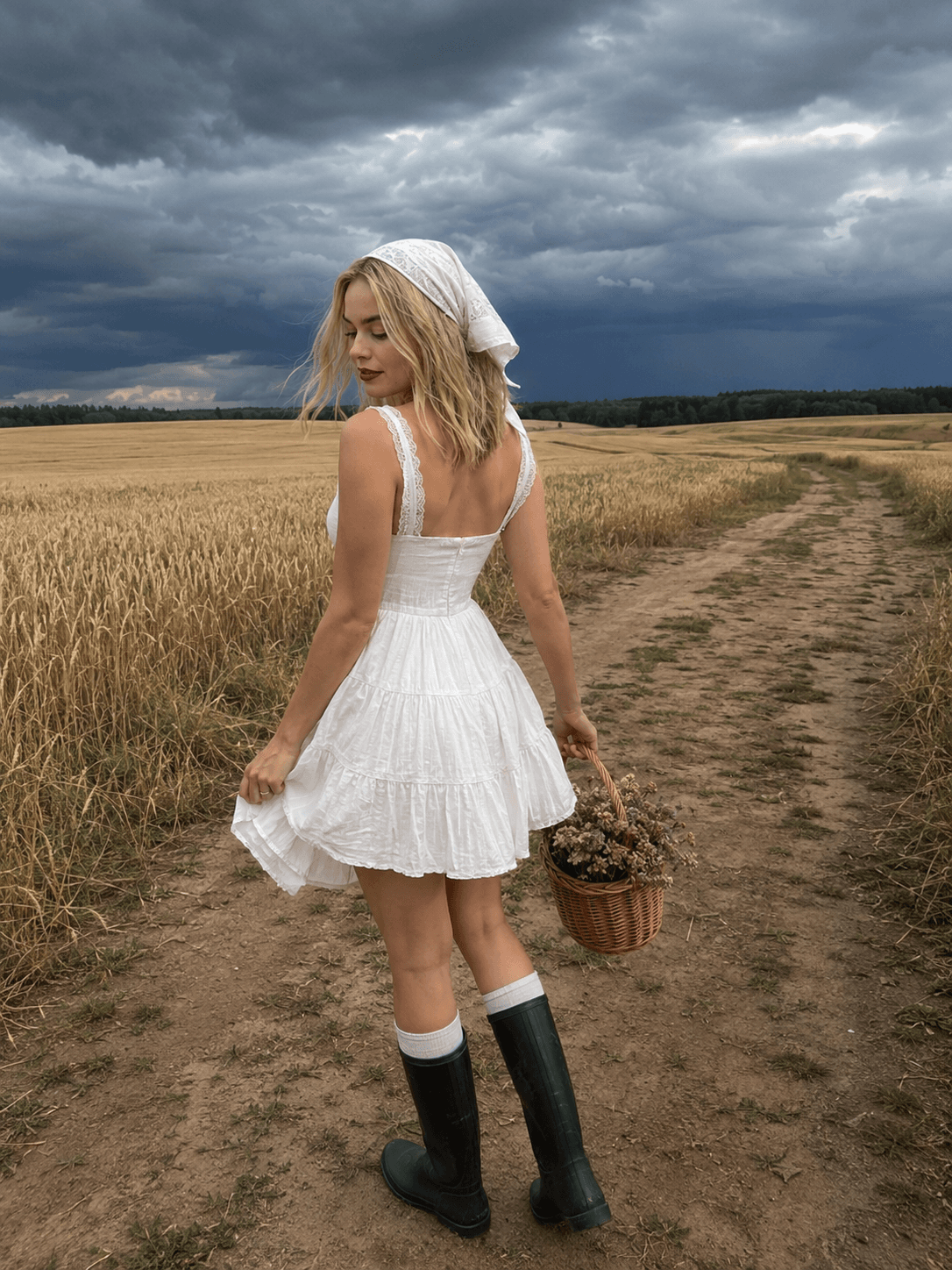 Ultra Realistic Cinematic Countryside Photo Prompt | Reference Locked AI Portrait | Stormy Wheat Field | Flux, GPT Image, Midjourney, SDXL — AI prompt result