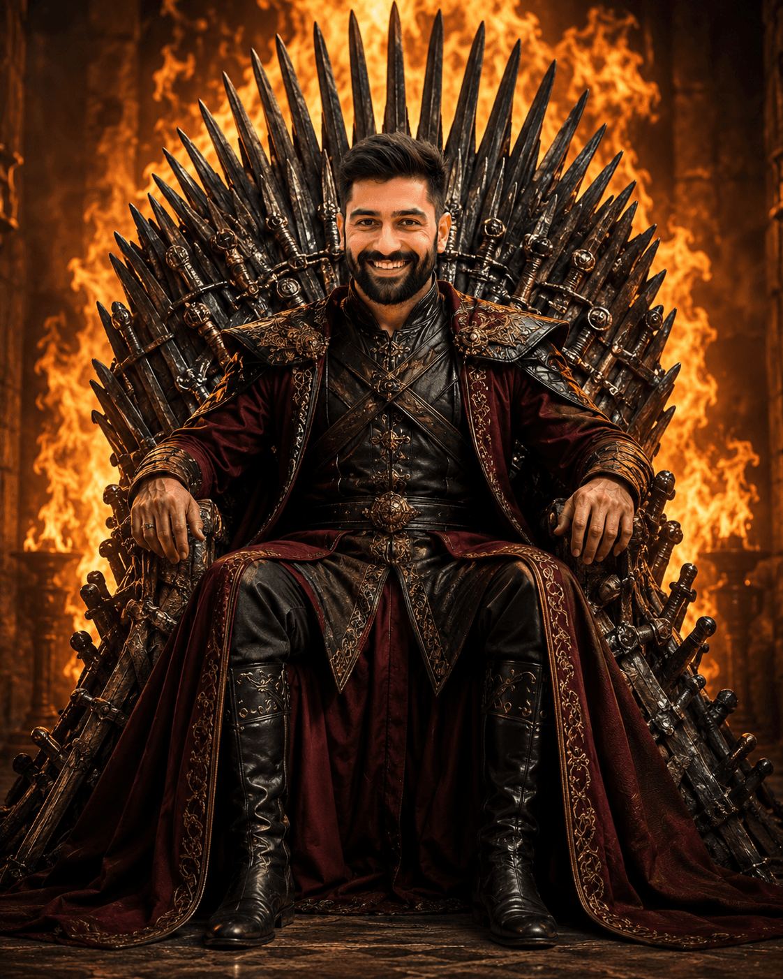 Epic Iron Throne King Portrait AI Prompt | Cinematic Fantasy Royal Warrior | Ultra Realistic 8K Photo Generation — AI prompt result
