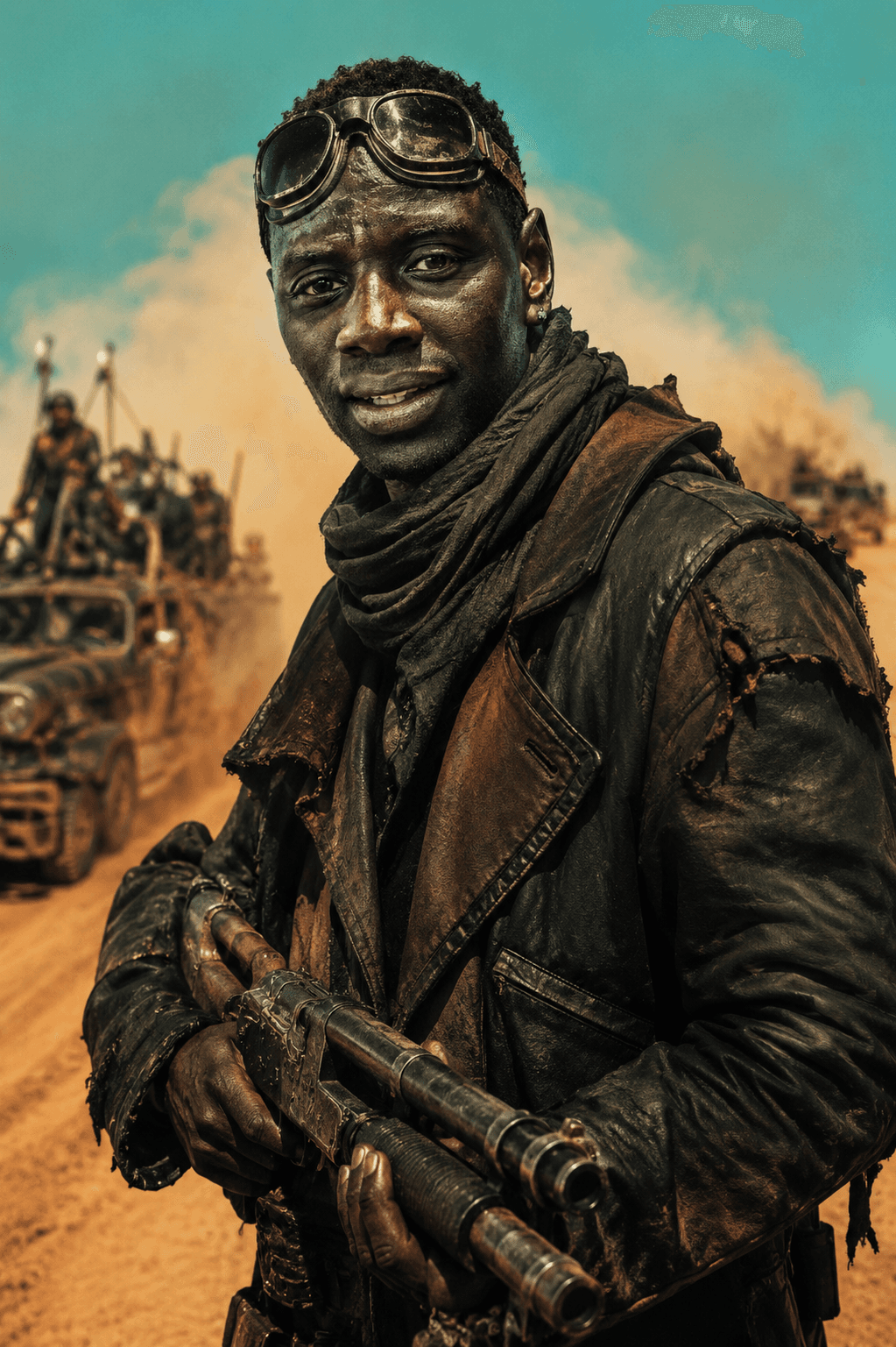 Photorealistic Mad Max Wasteland Survivor AI Prompt | Cinematic Action Film Still | Character Reference Image Prompt — AI prompt result
