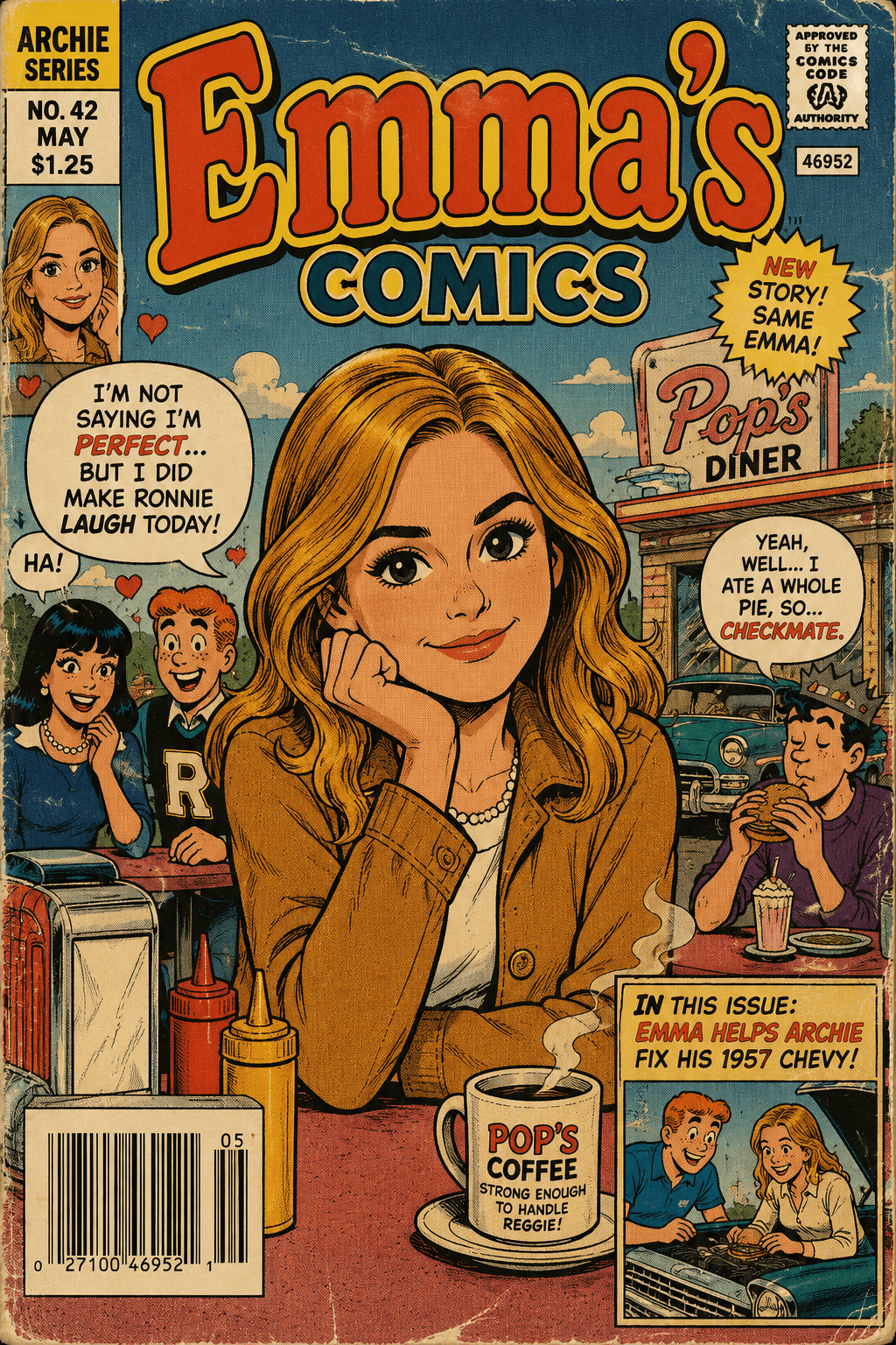 Vintage Archie Style Comic Book Cover AI Prompt | 1990s Retro Comic Cover Generator | Nostalgic Cartoon Portrait Prompt for ChatGPT & AI Art — AI prompt result