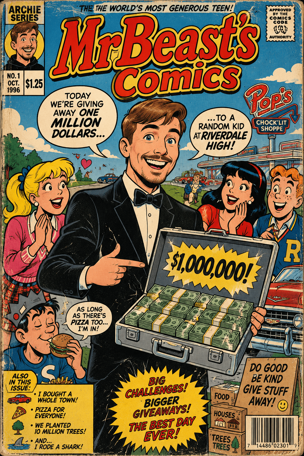 Vintage Archie Style Comic Book Cover Prompt | 1990s Retro Cartoon AI Art Prompt — AI prompt result