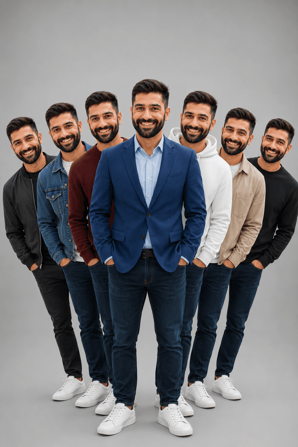 7 Outfit AI Portrait Prompt – Ultra Realistic Multi Clone Studio Fashion Photo Generator — AI prompt result