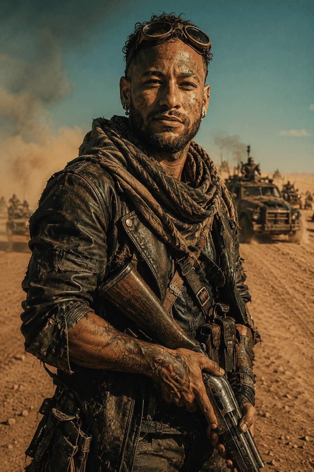 Photorealistic Mad Max Fury Road AI Prompt | Cinematic Post-Apocalyptic Wasteland Portrait with Identity Preservation — AI prompt result
